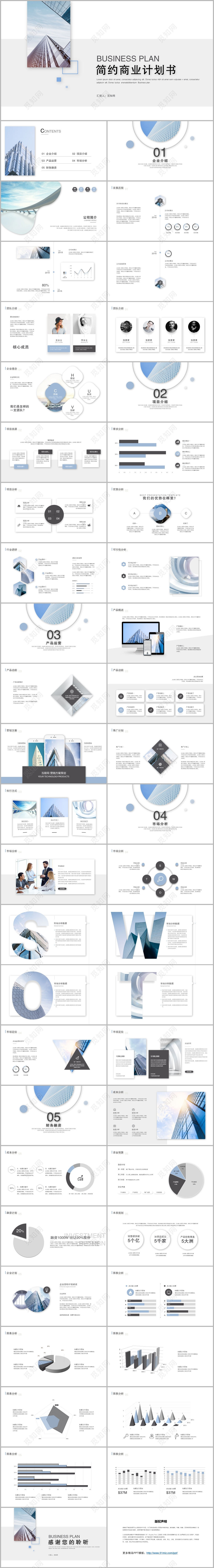 大气简约清新欧美商业计划书创业融资汇报企业介绍