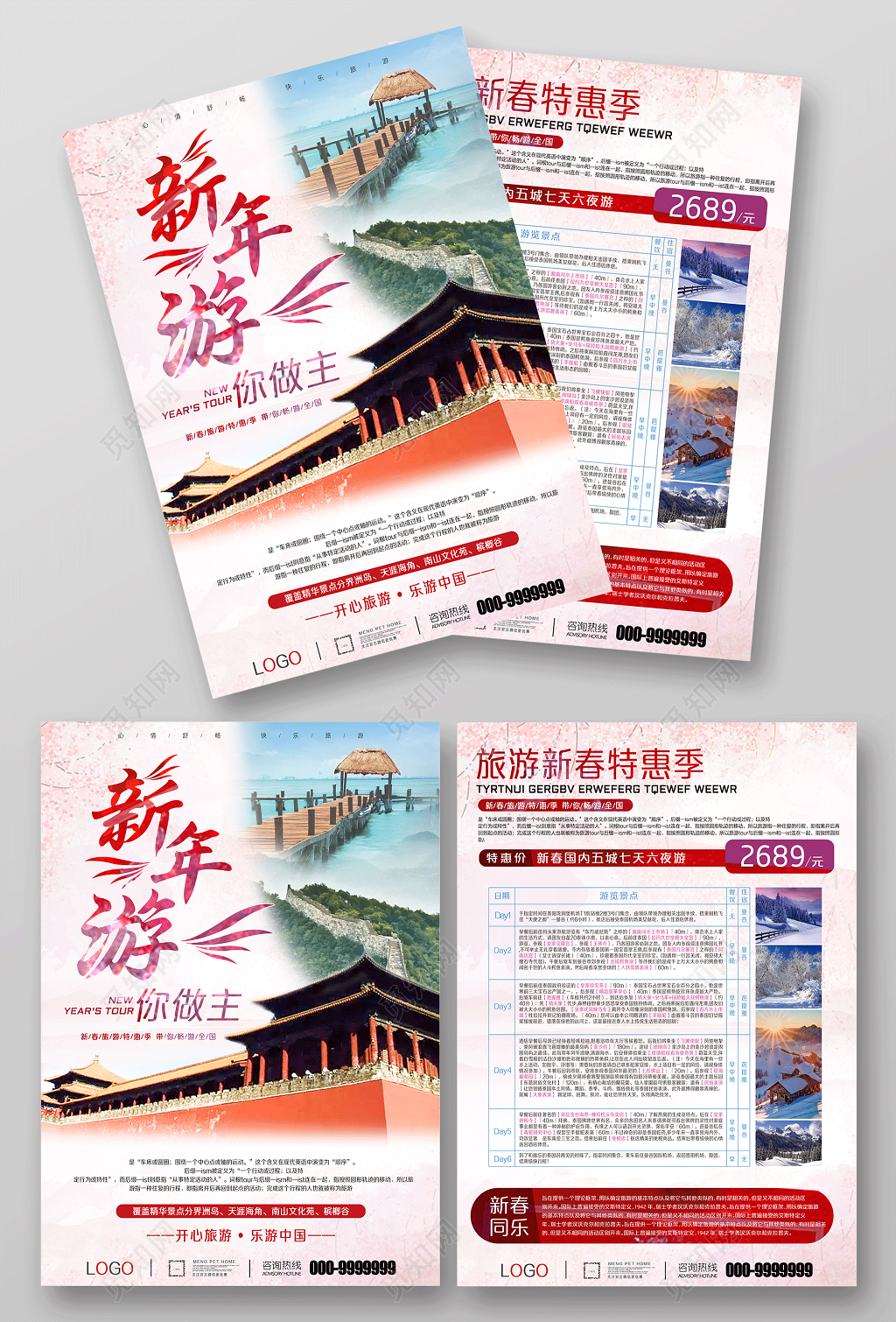 新年游你做主新年旅游宣传单