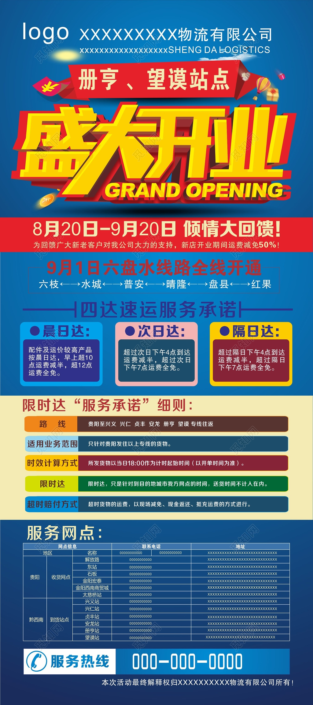 快递物流公司开业易拉宝海报设计