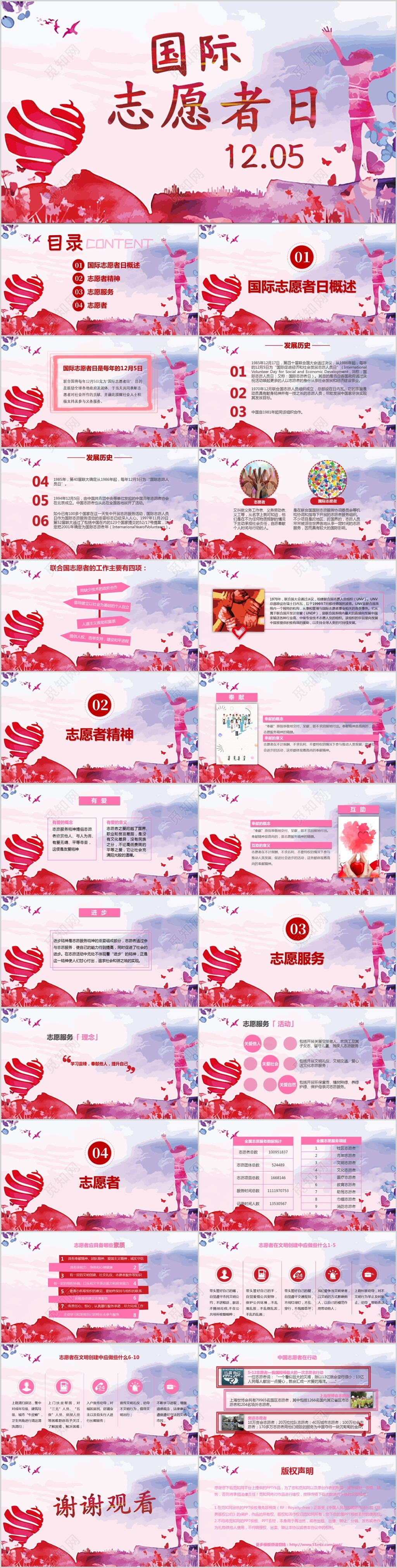 彩墨风格12月5日国际志愿者日介绍课件PPT模板