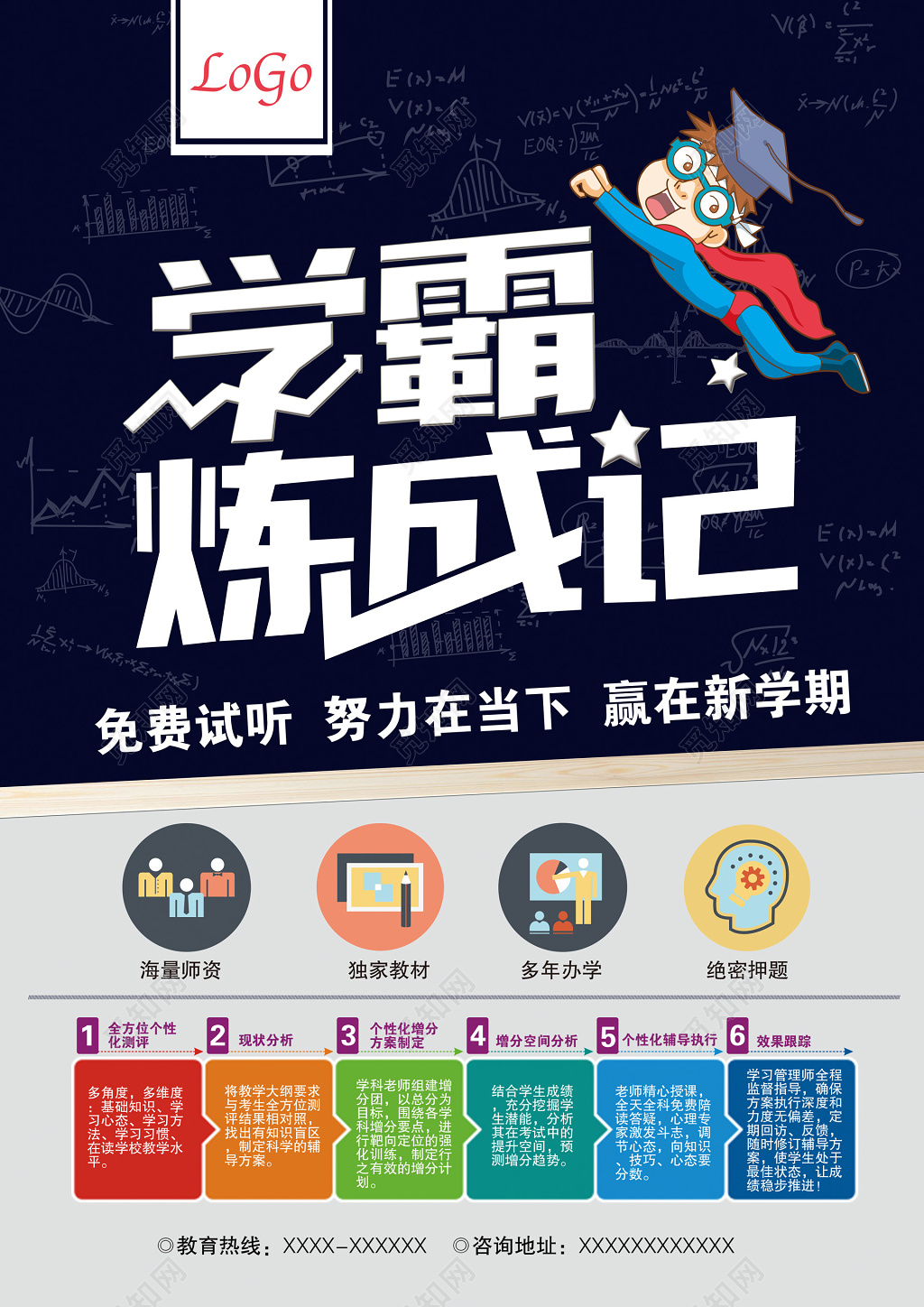 学霸炼成记招生展架海报设计