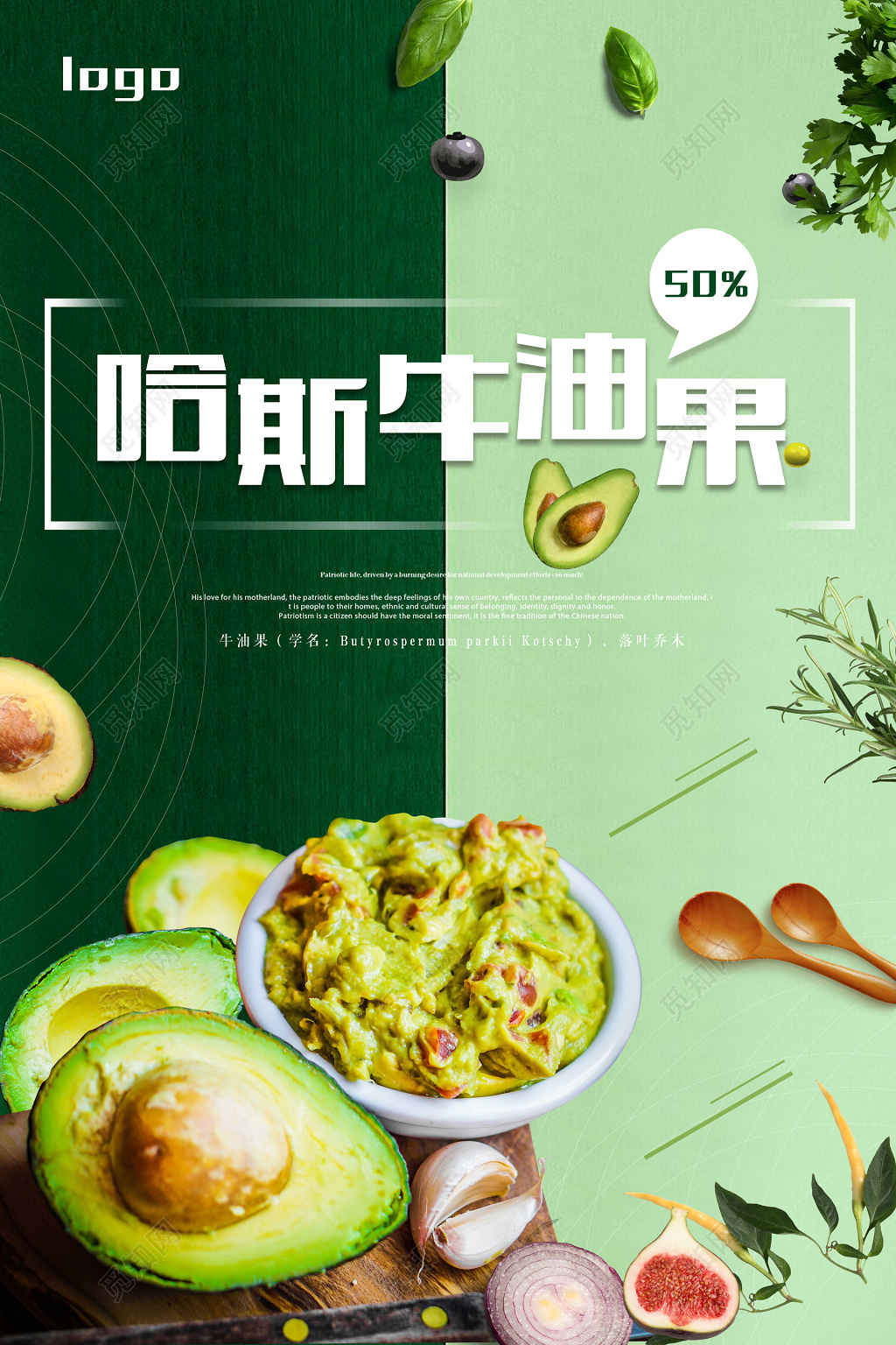 牛油果水果促销海报设计
