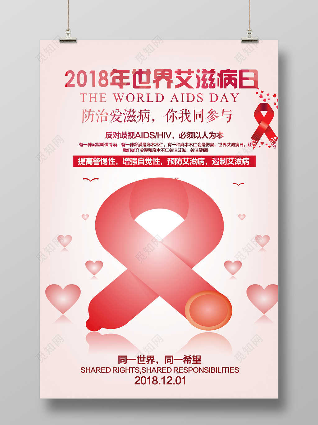 世界艾滋病日 防治艾滋病你我同参与 海报展板