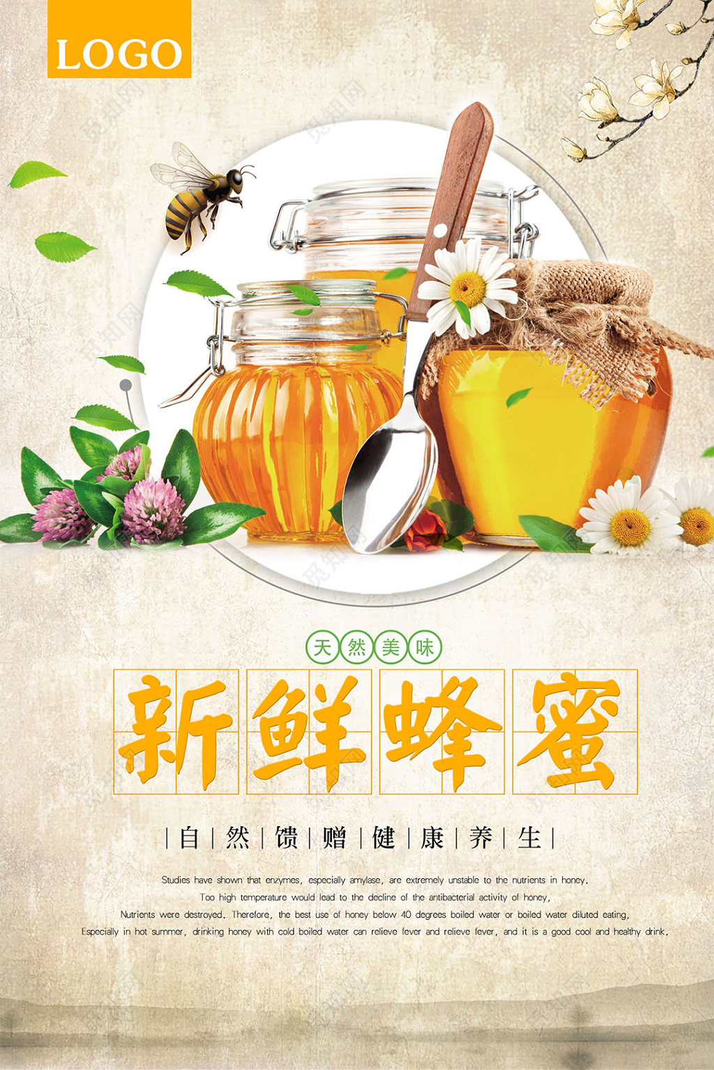 天然健康养生蜂蜜产品宣传海报