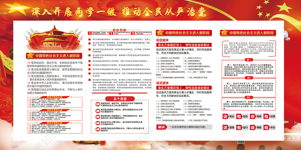 深入开展两学一做 推动全民从严治党党建展板