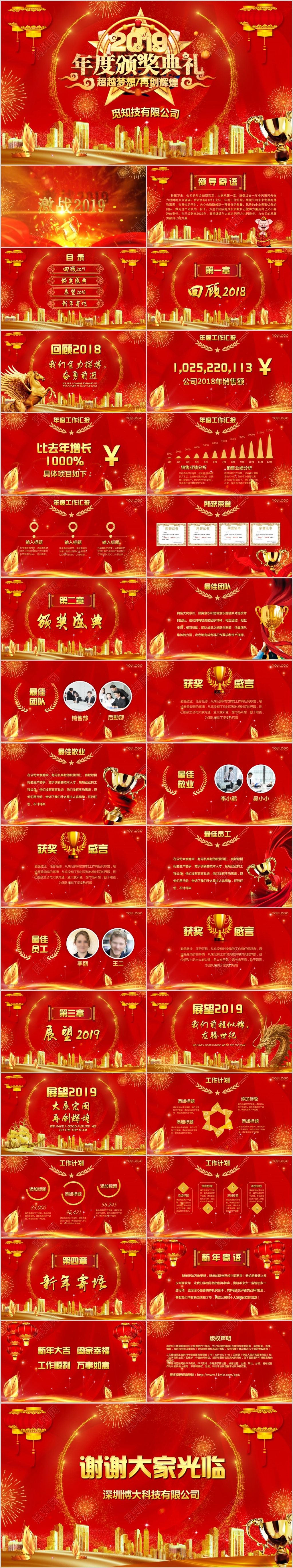 2019年金色大气年终盛典年终颁奖典礼PPT