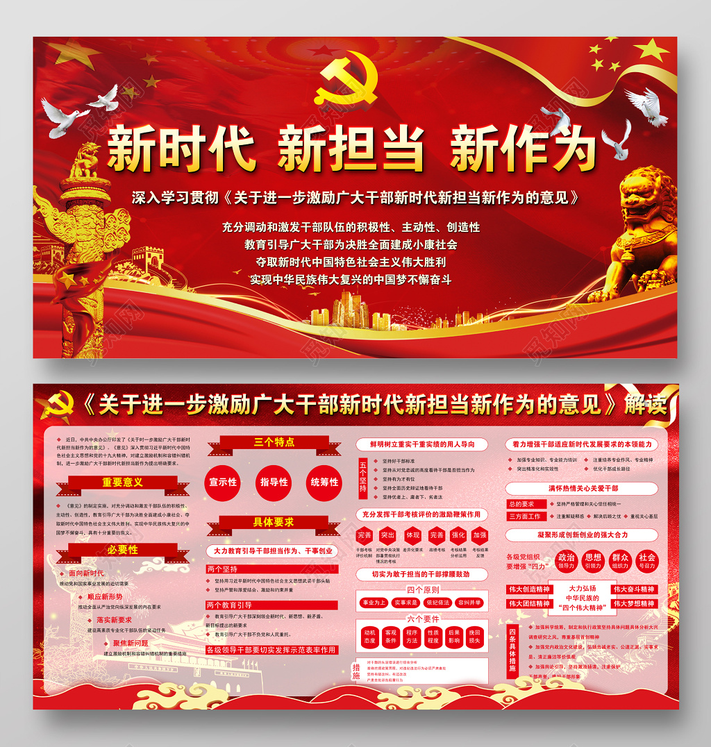 大气党建设展板两件套新时代新担当新作为