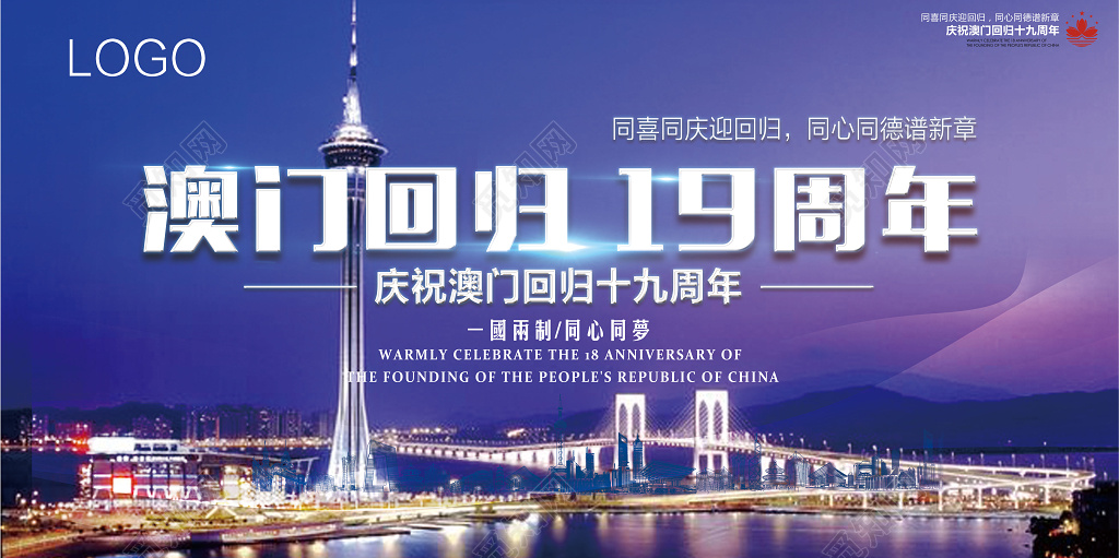 澳门回归纪念日19周年大气展板