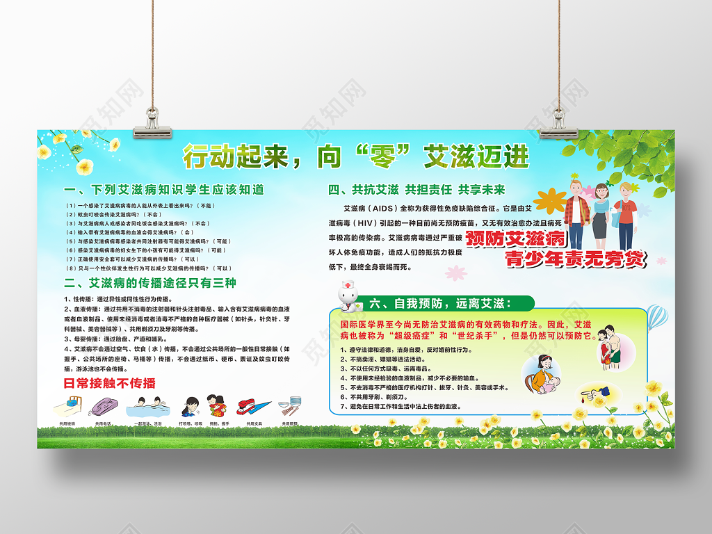 艾滋病预防教育宣传展板设计模板