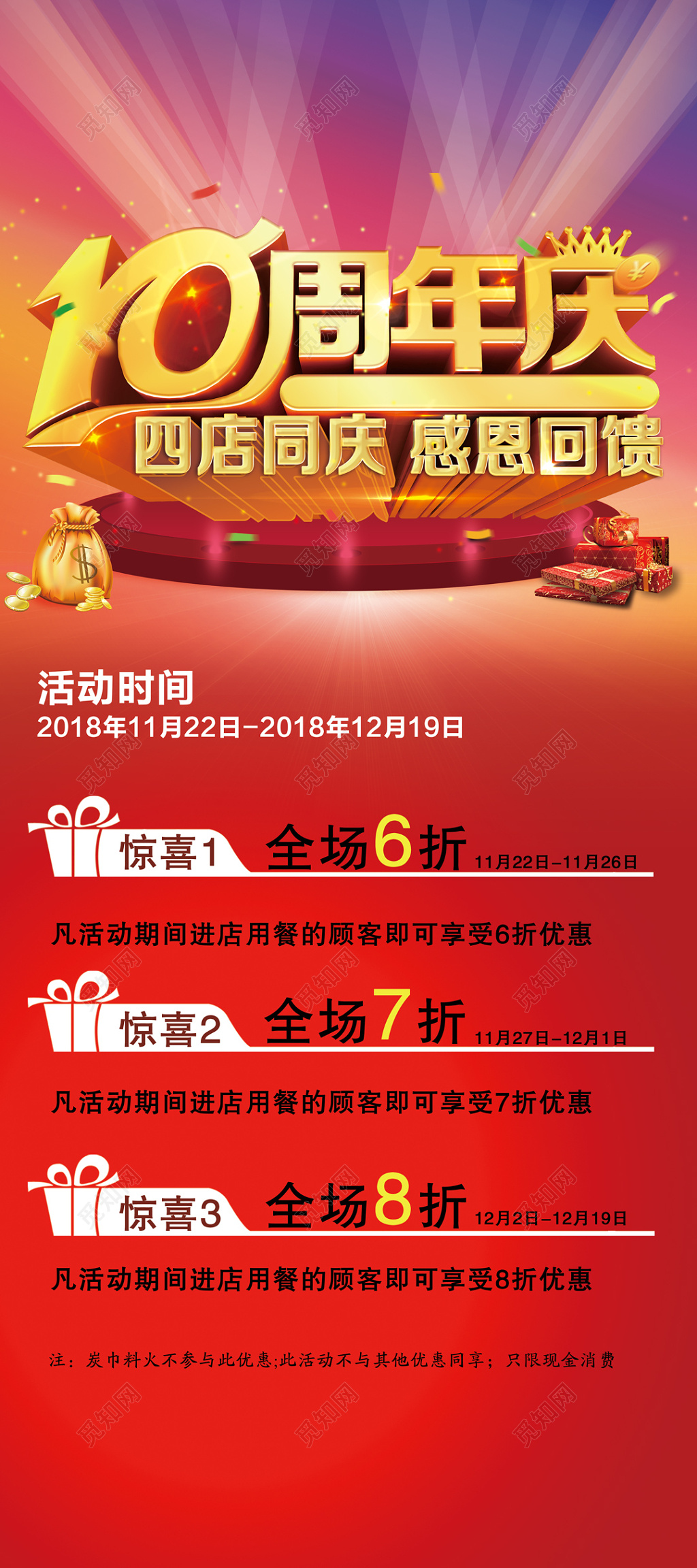 四店同庆感恩回馈周年庆易拉宝展架