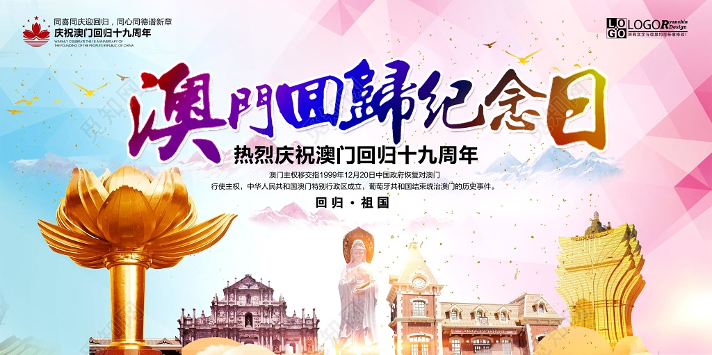 热烈庆祝澳门回归十九周年纪念日展板设计