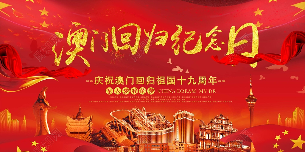 喜迎澳门回归祖国19周年纪念宣传展板设计