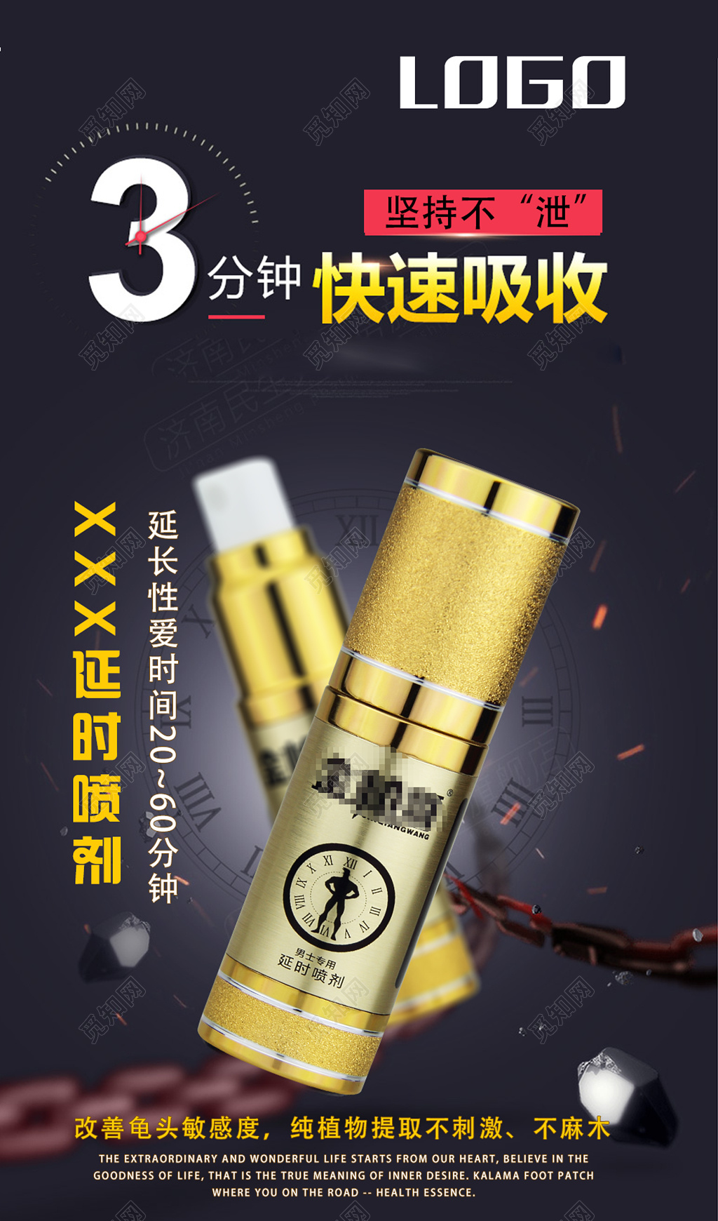 纯植物延时喷剂微商展架海报