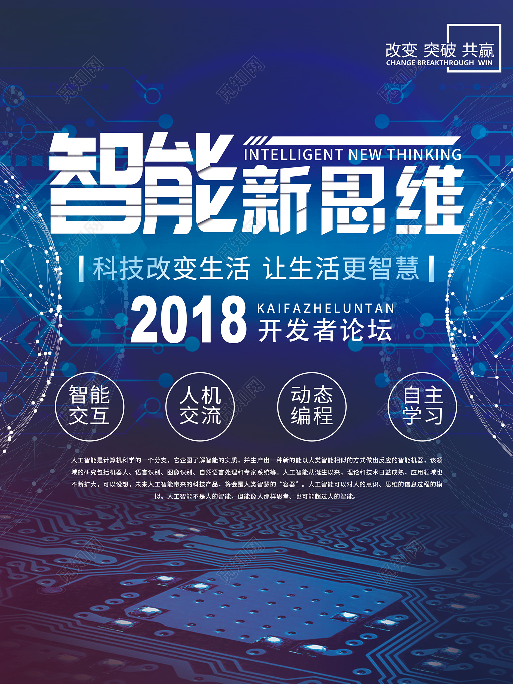 智能新思维改变突破共赢科技宣传海报