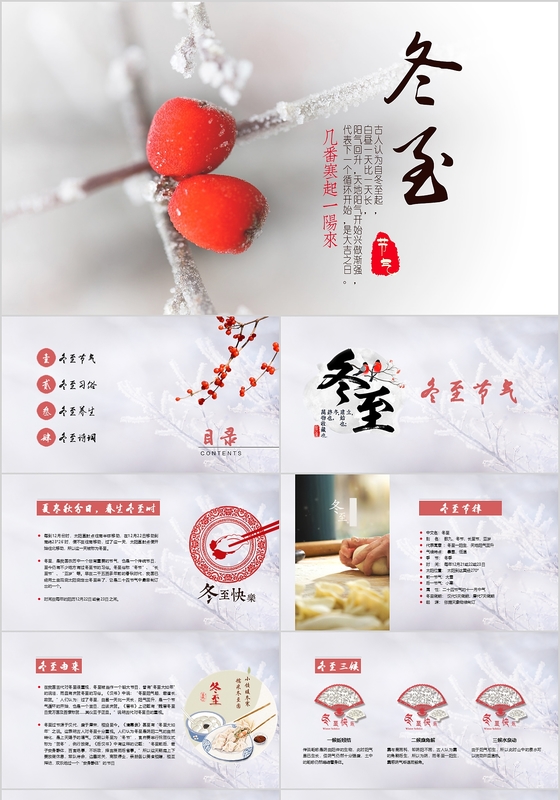 冬至节24节气中国风冬至 冬天 立冬   唯美冬天PPT