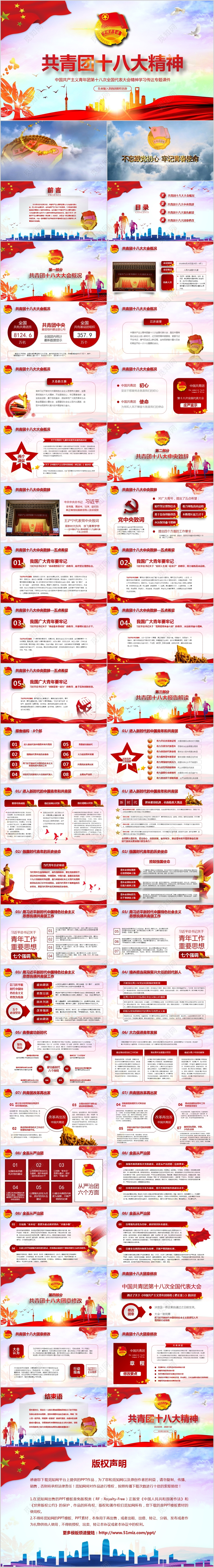 微型党课团徽片头共青团十八大精神PPT团委学习传达专题课件团章修改