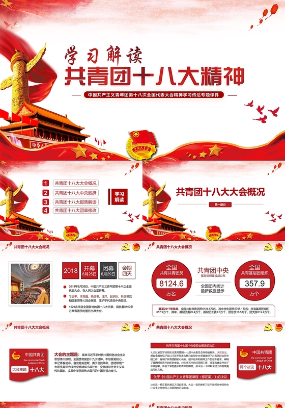学习解读共青团18大精神PPT模板