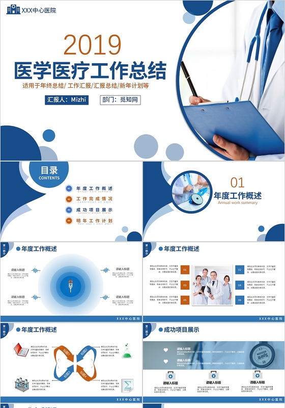 深蓝医学医疗医院医药工作汇报新年计划keynote模板