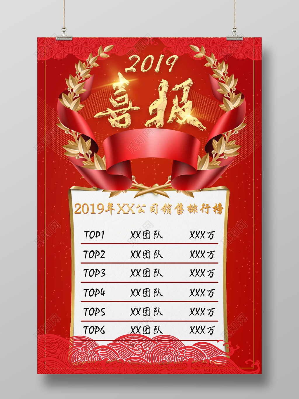 工作总结模板获奖红色背景战报销售捷报喜报光荣榜海报设计