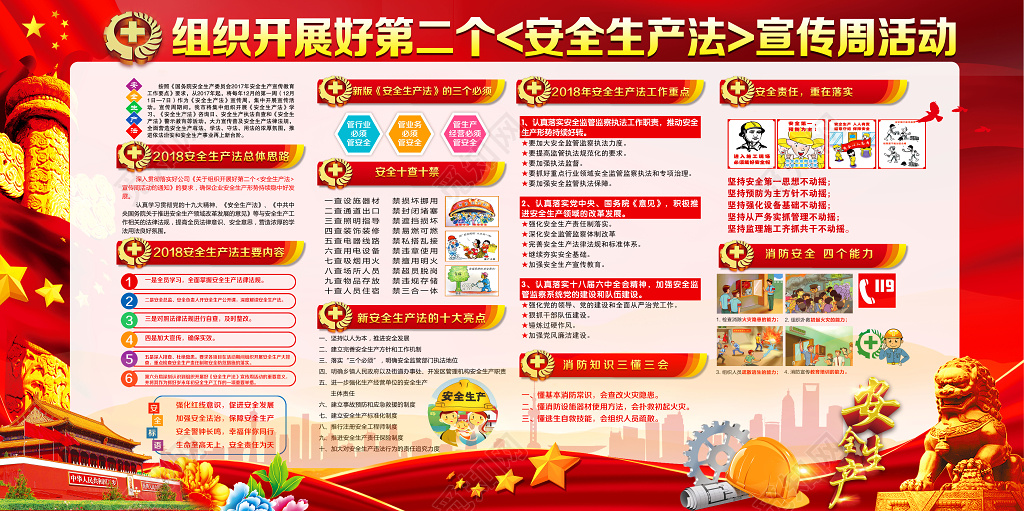 红底金字简约创意安全生产宣传海报