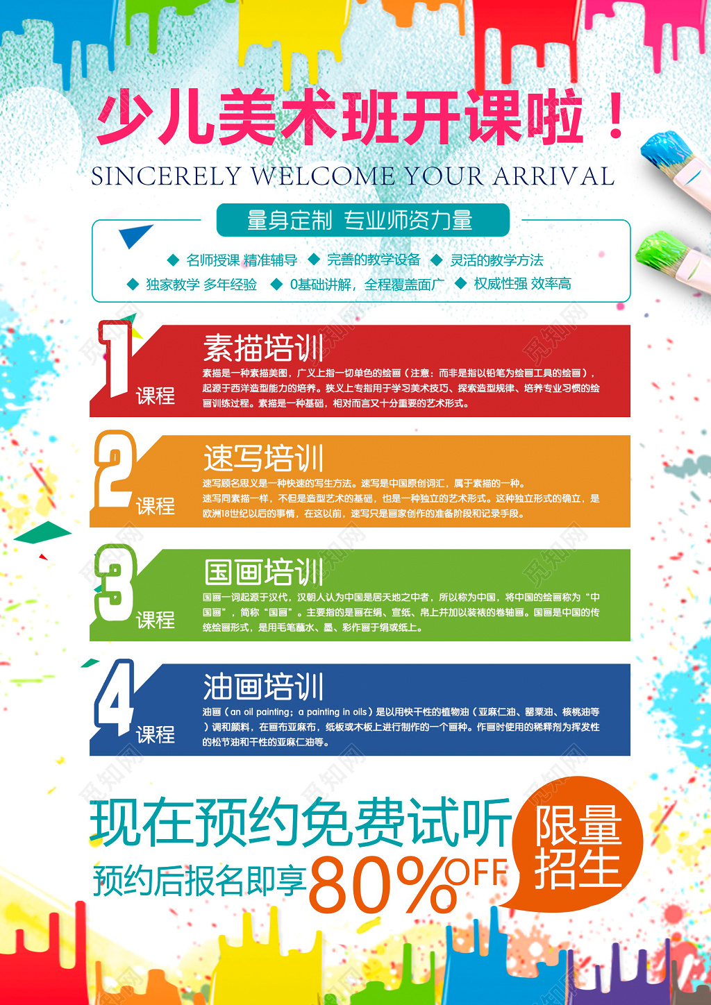 学校宣传单美术班招生美术培训宣传单海报展板设计