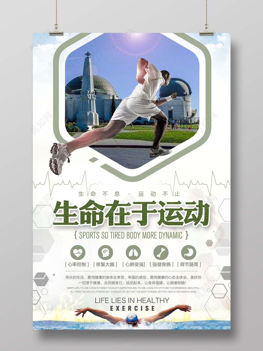 生命在于运动生命不息运动不止运动体育跑步海报