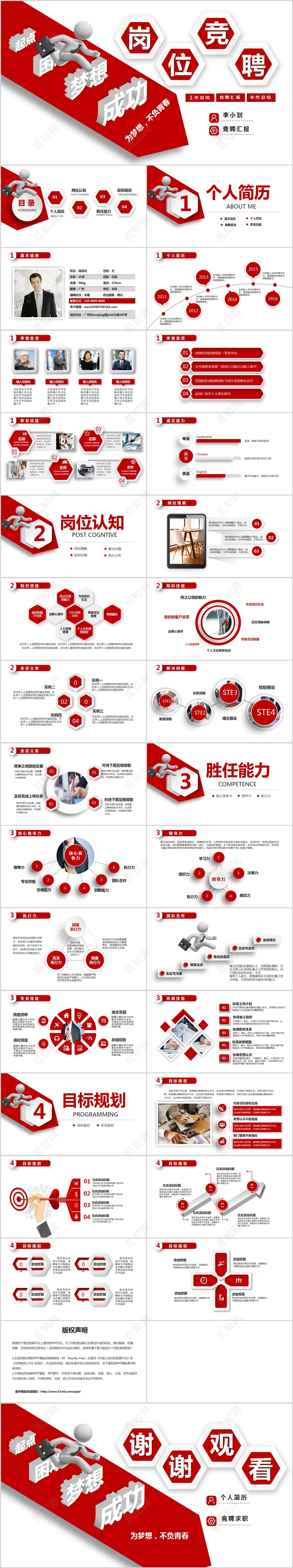 红色大气进取个人简历岗位竞聘报告