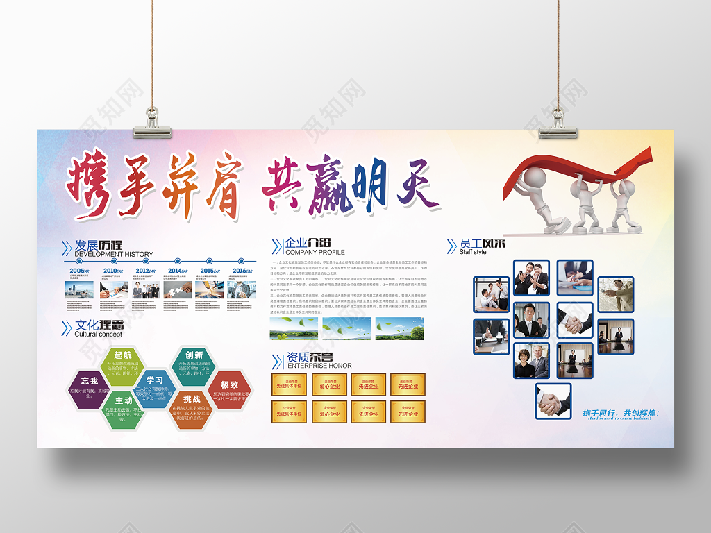 照片展板企业简介发展历程员工风采公司企业宣传栏展板