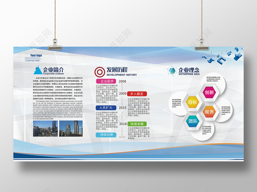 企业简介发展历程员工风采公司企业宣传栏展板设计