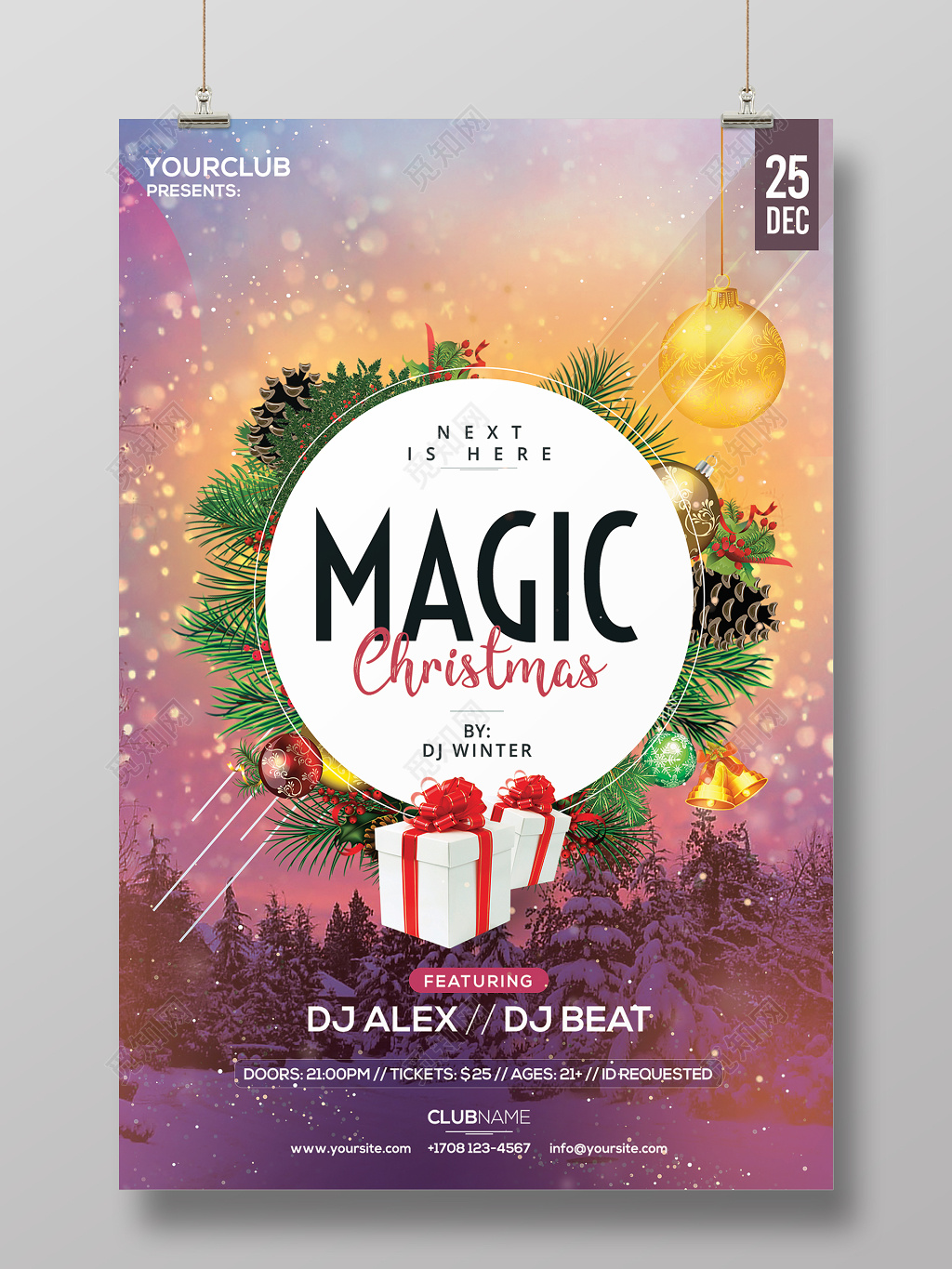 炫彩创意金色圣诞节装饰海报