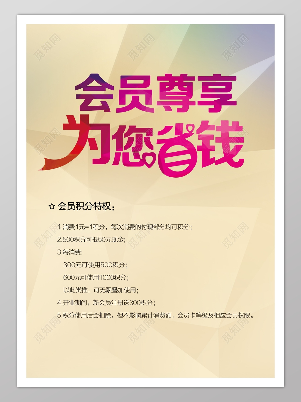 会员积分特权海报模板