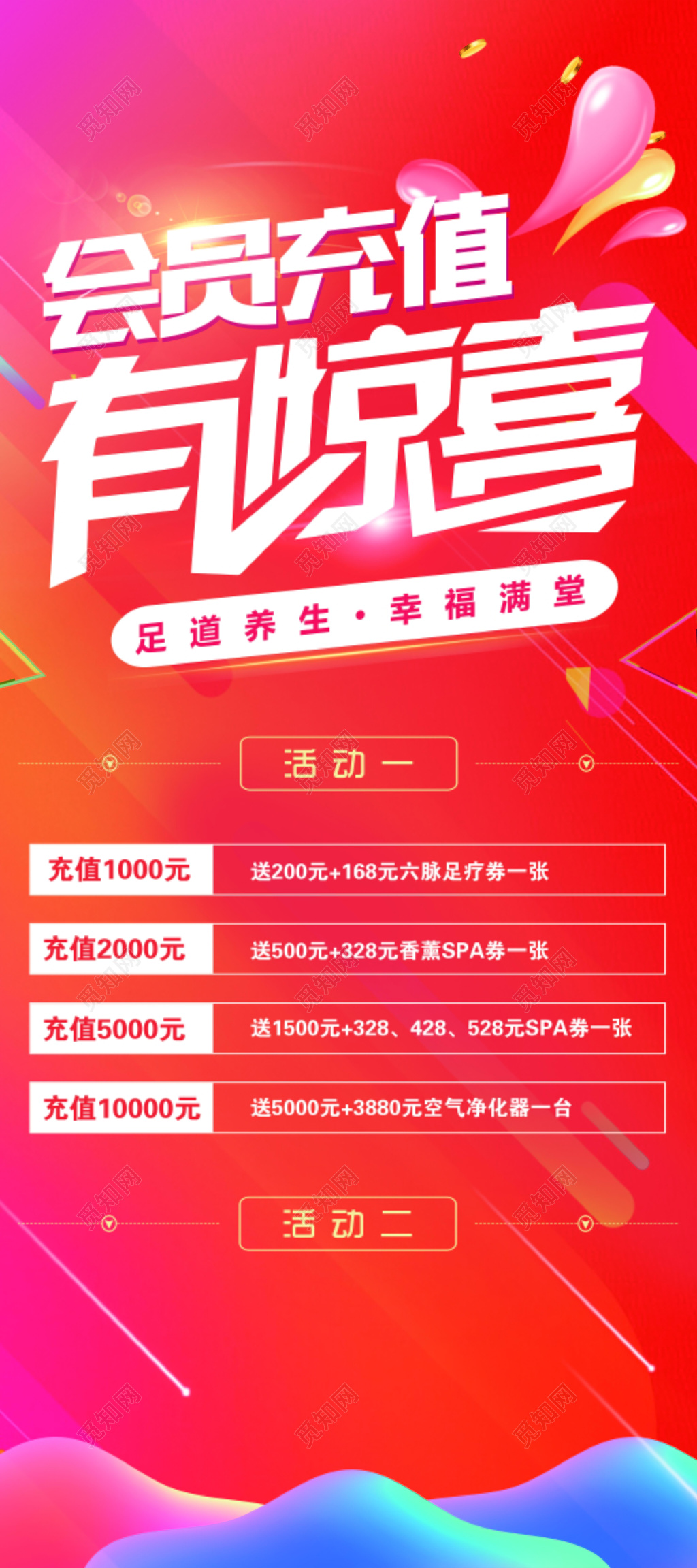 会员充值有惊喜红色大气宣传海报