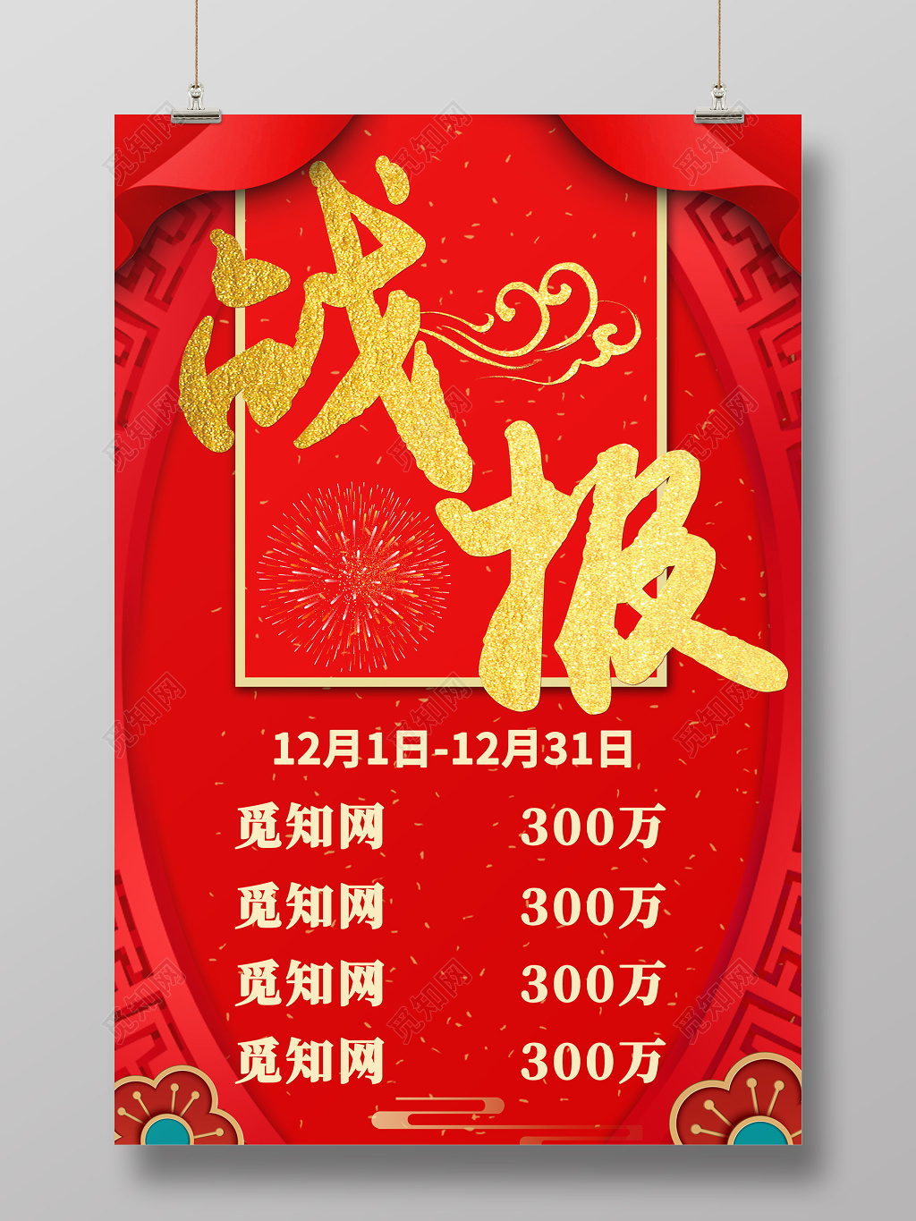 模板获奖公司销售额业绩喜报战报宣传海报