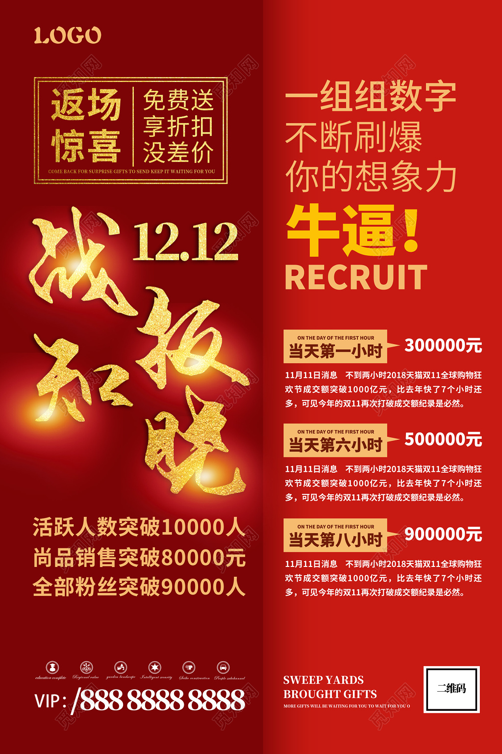 公司销售额业绩喜报战报知晓战报速递宣传海报