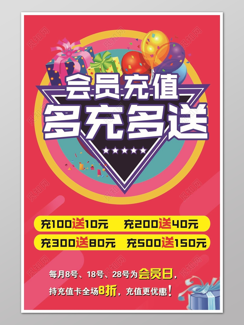 会员充值多充多送促销活动划算宣传海报