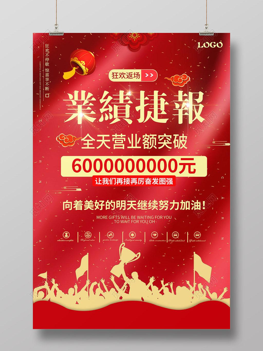 模板获奖公司销售额业绩喜报业绩捷报战报宣传海报 