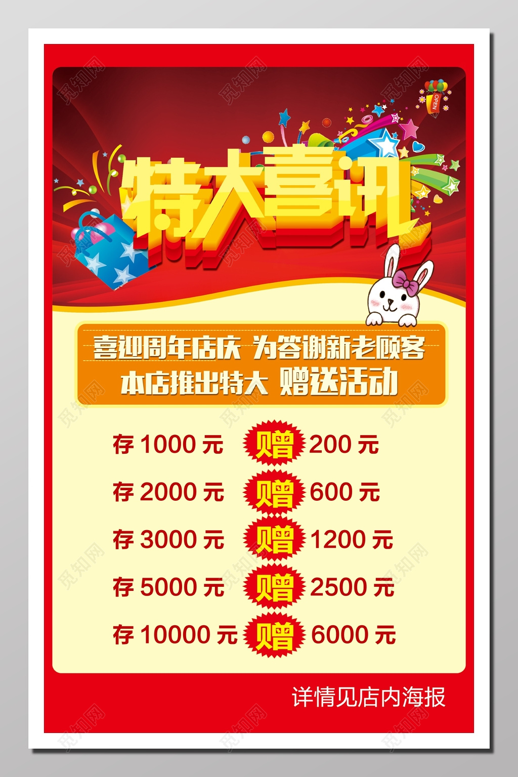 特大喜讯促销海报