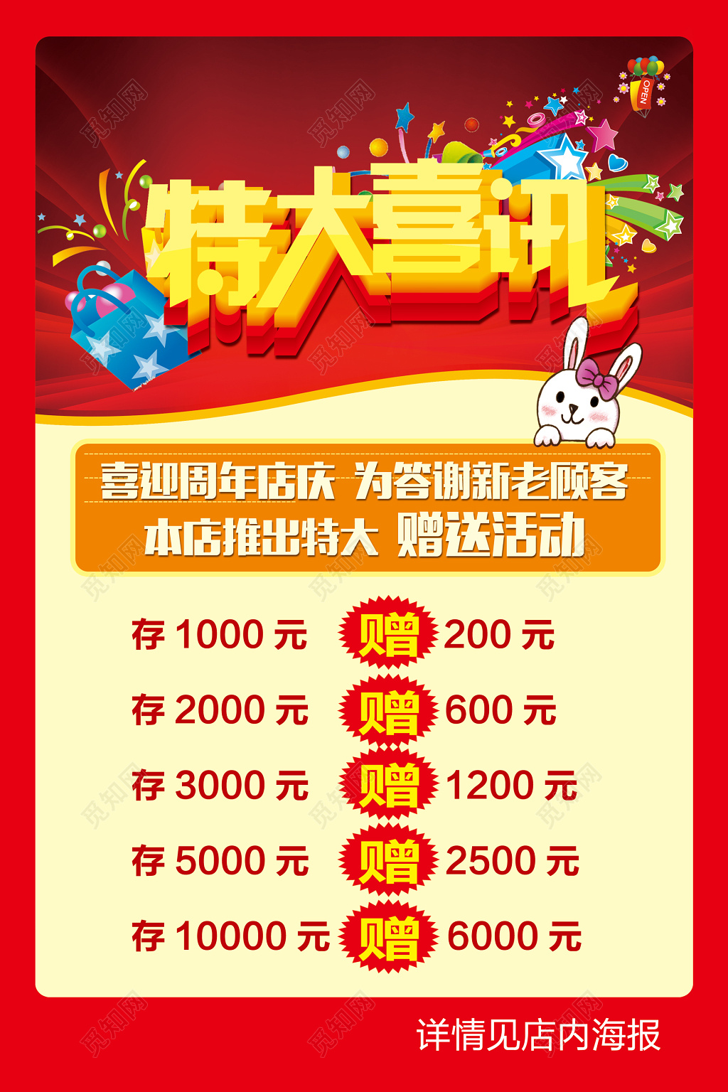 特大喜讯促销海报