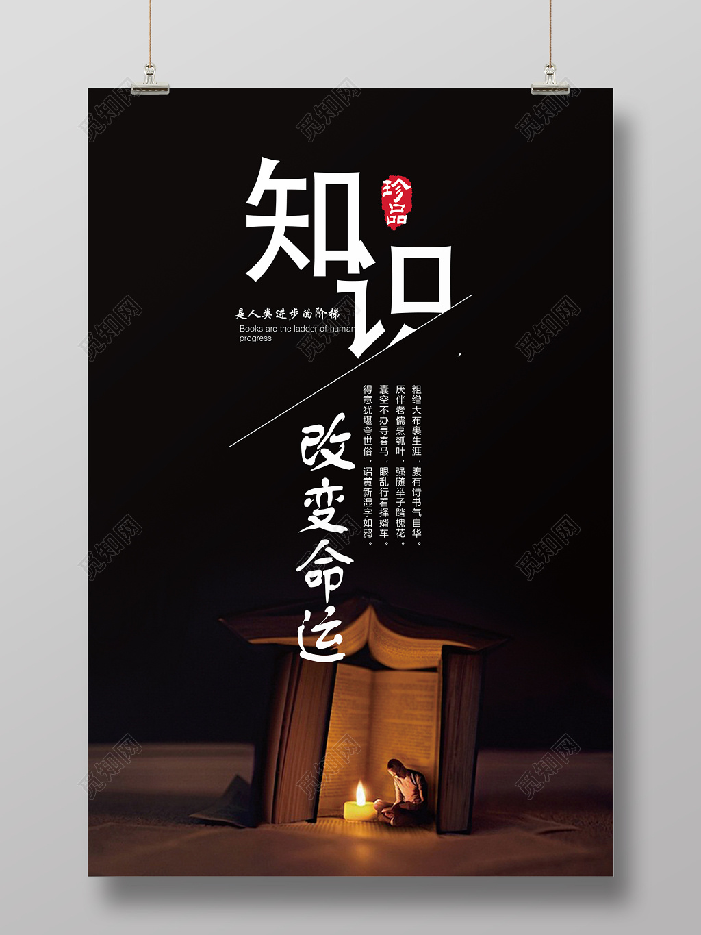 读书分享知识改变命运读书阅读图书馆标语励志读书会校园海报