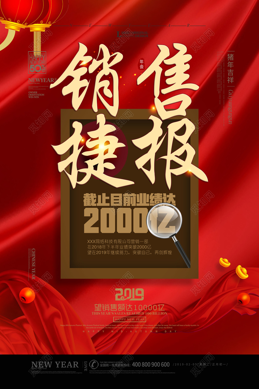 2019年销售捷报业绩海报设计