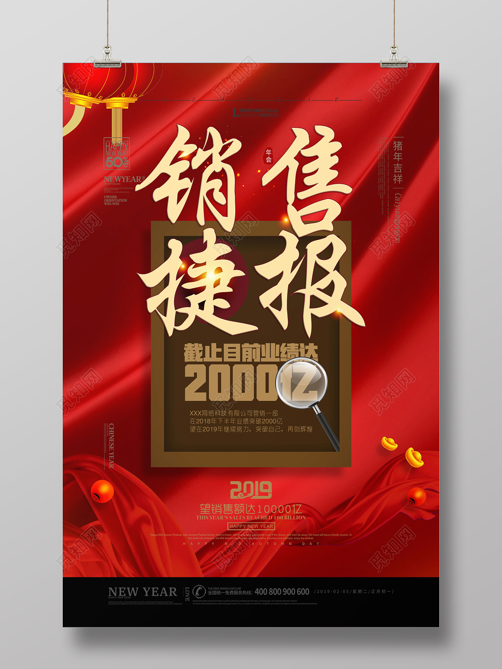 2019年销售捷报业绩海报设计