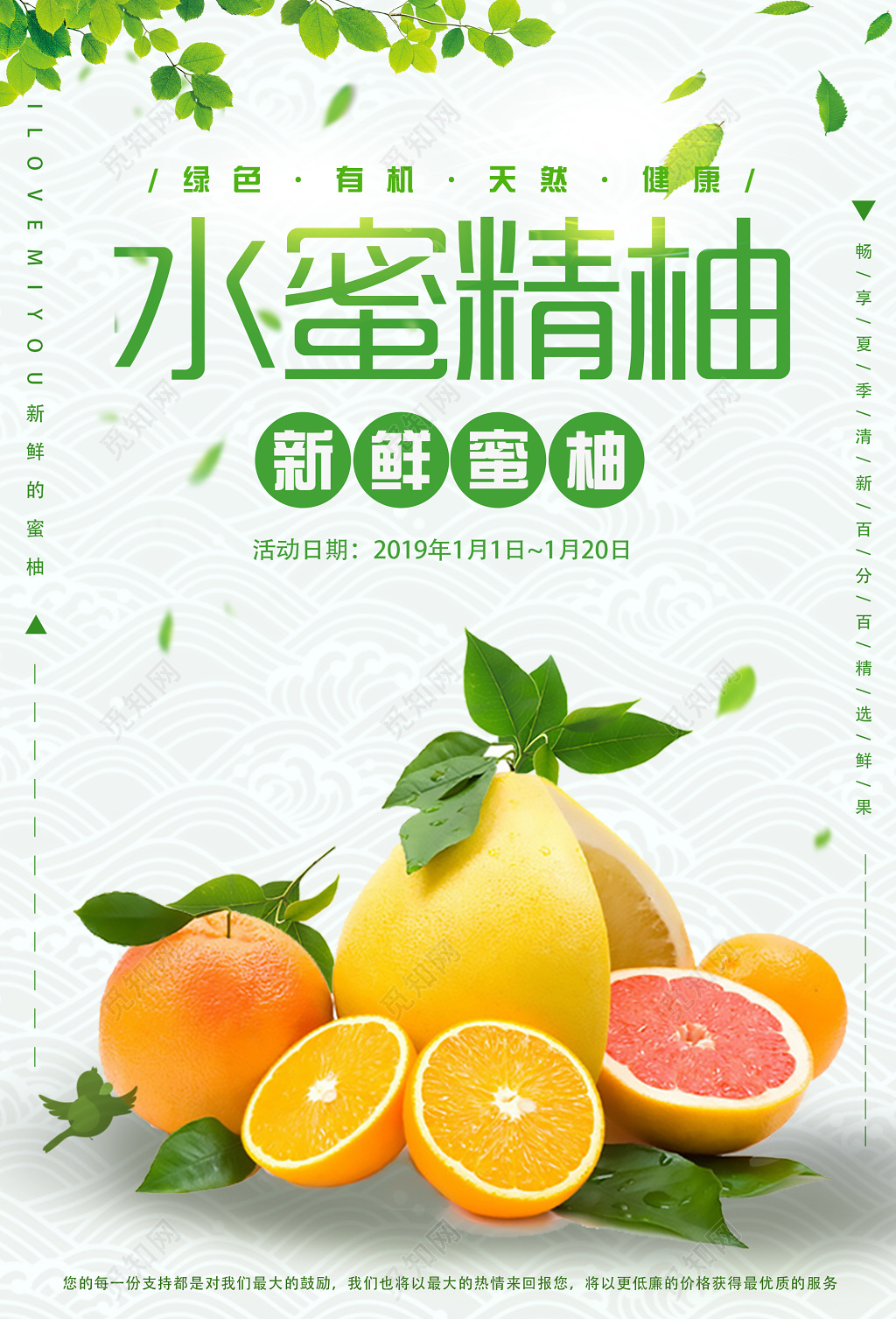 水蜜柚子新鲜蜜柚水果简约宣传海报