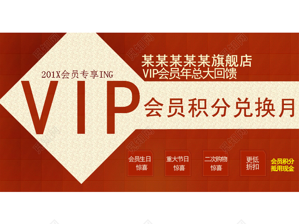 VIP会员积分红色大气海报模板