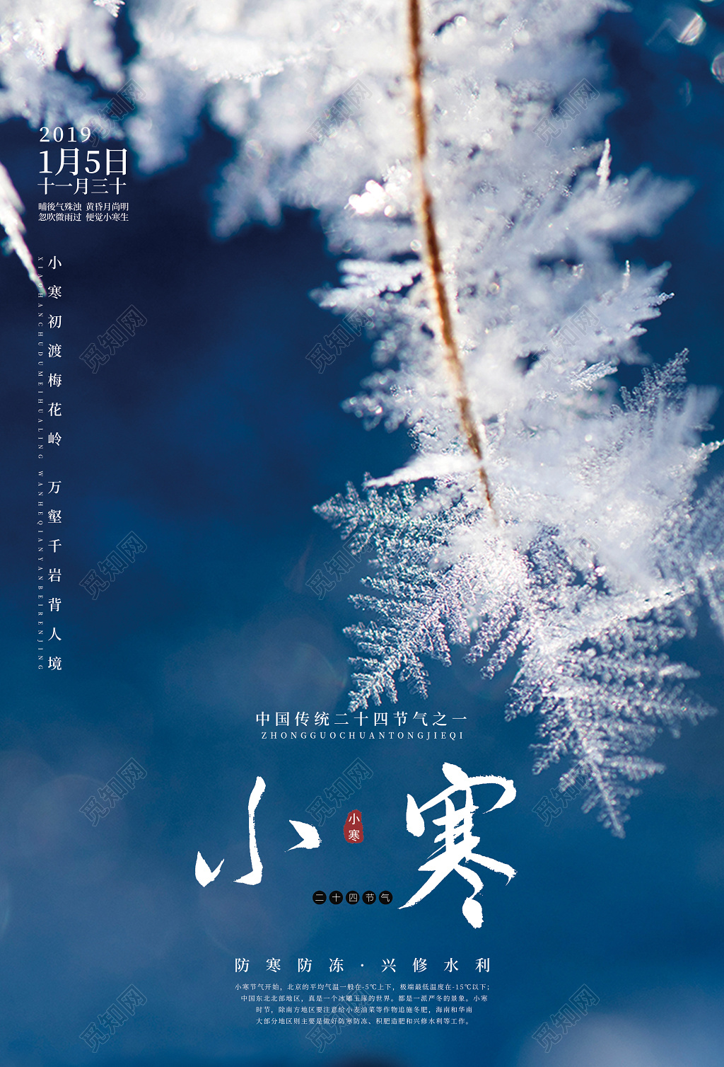 唯美二十四节气之一小寒宣传海报