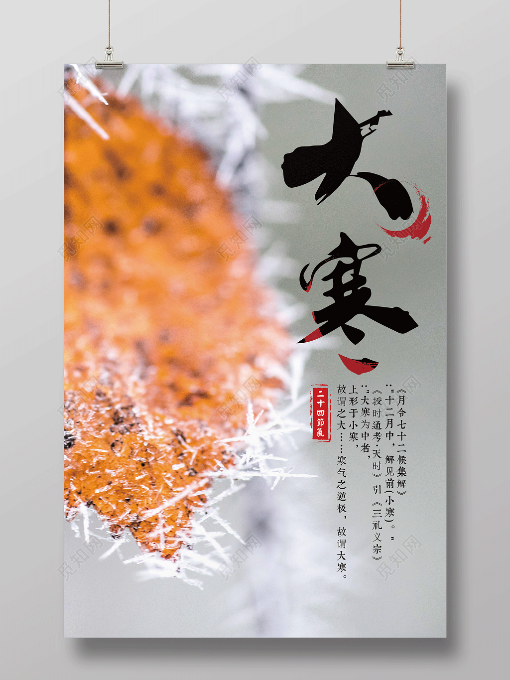 唯美风中国二十四节气之一大寒海报设计
