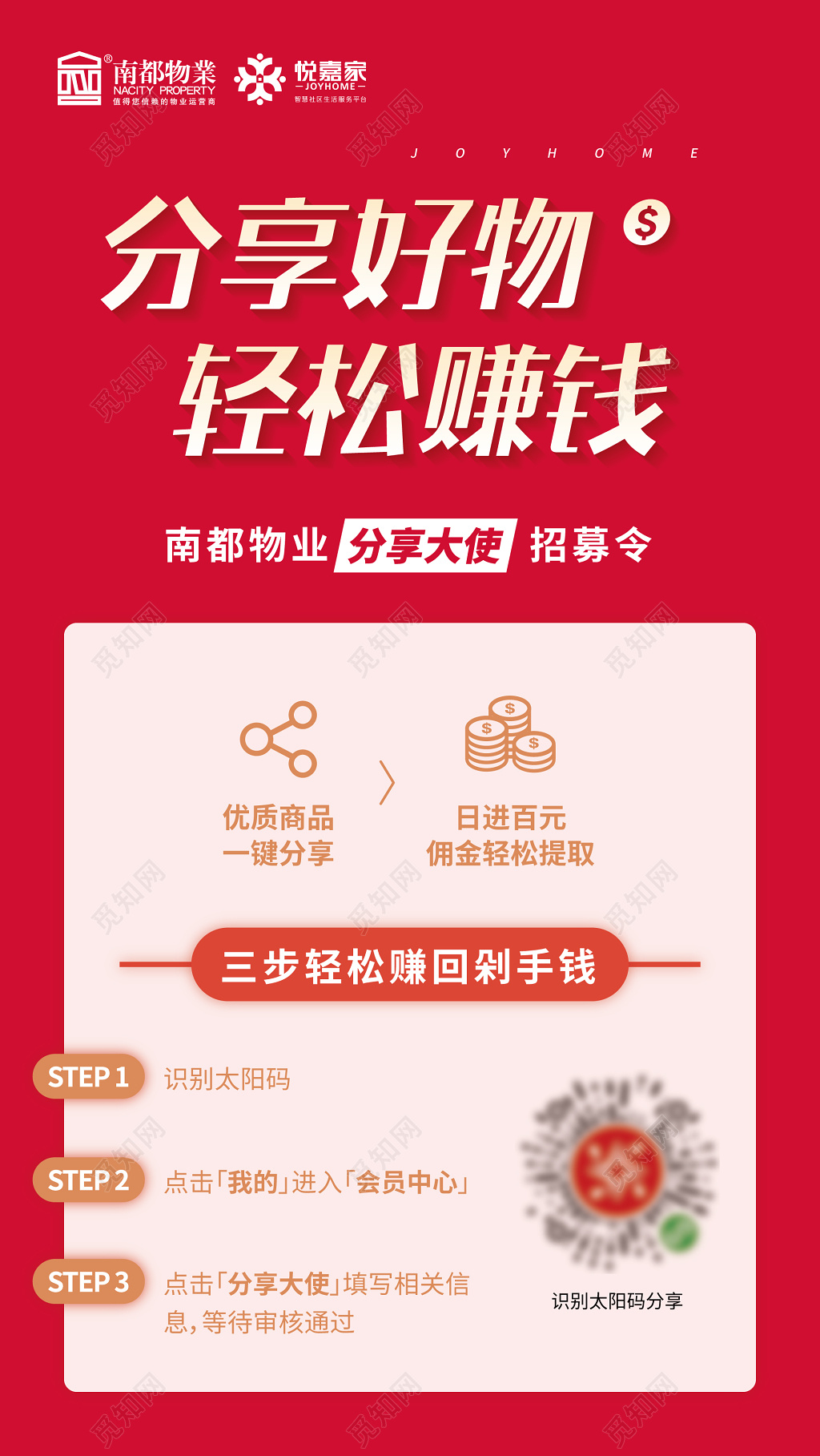 物业小程序分享好物轻松赚钱促销海报