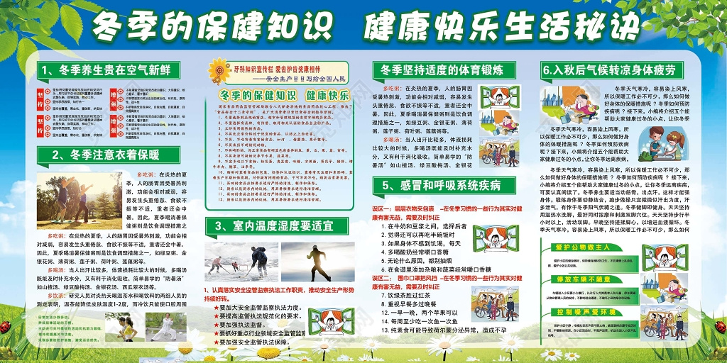 冬季保健知识健康快乐生活秘诀展板设计