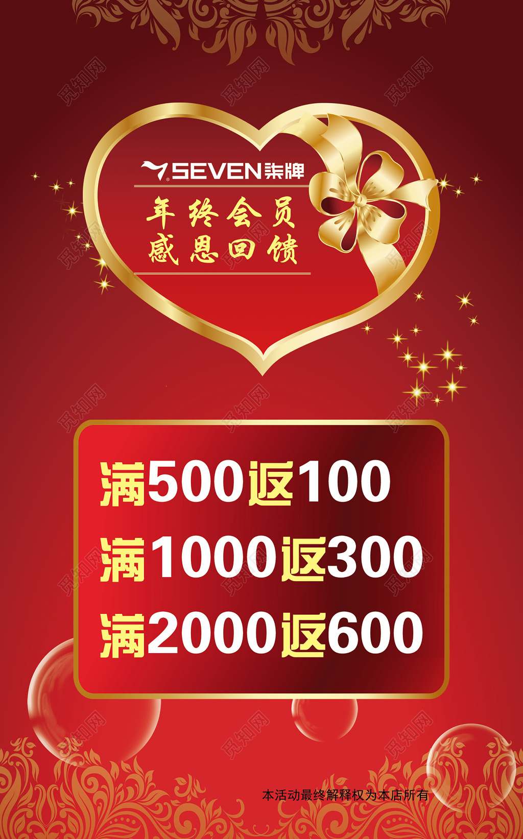 年终会员感恩回馈红色海报模板