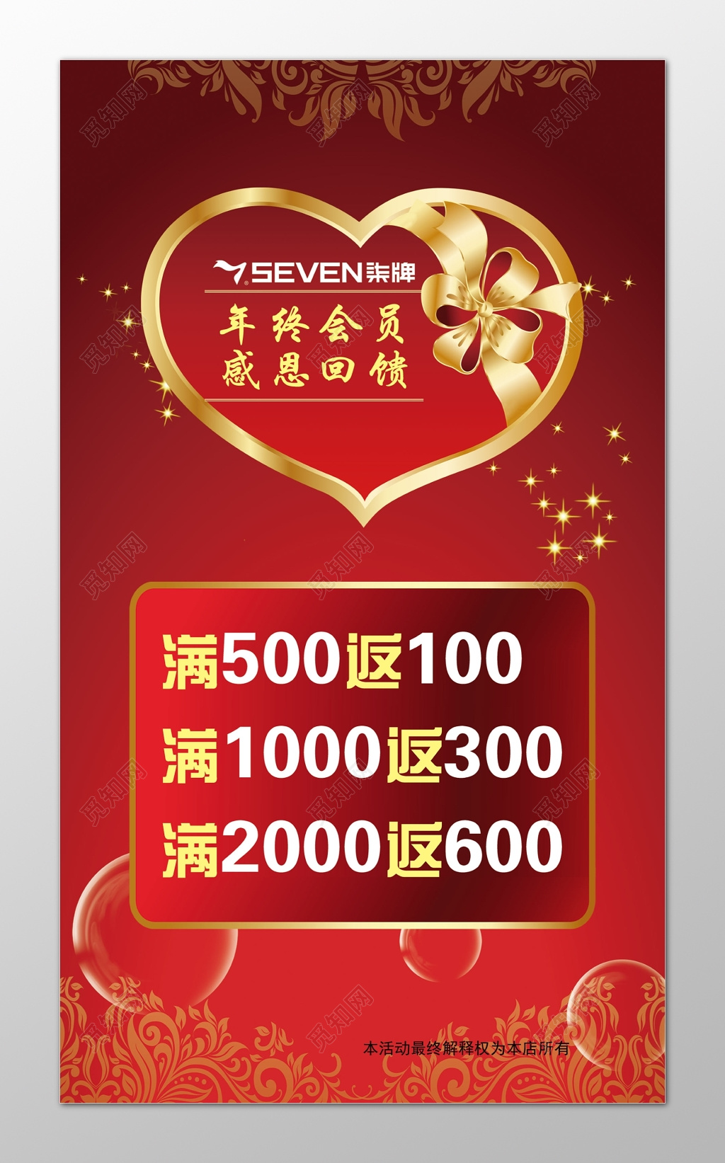 年终会员感恩回馈红色海报模板