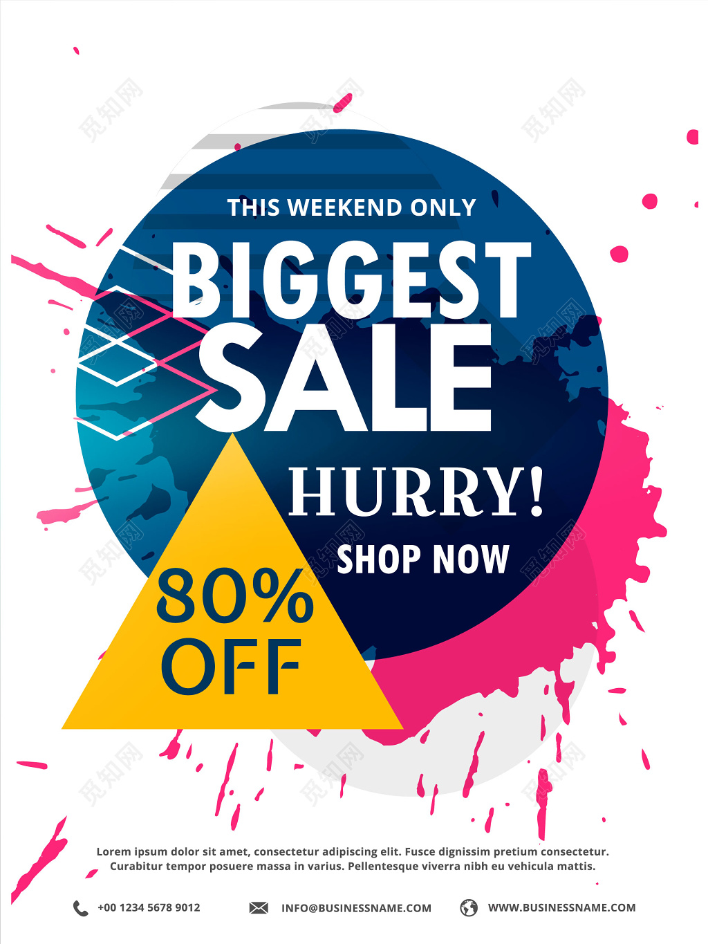 创意几何换季清仓英文促销海报